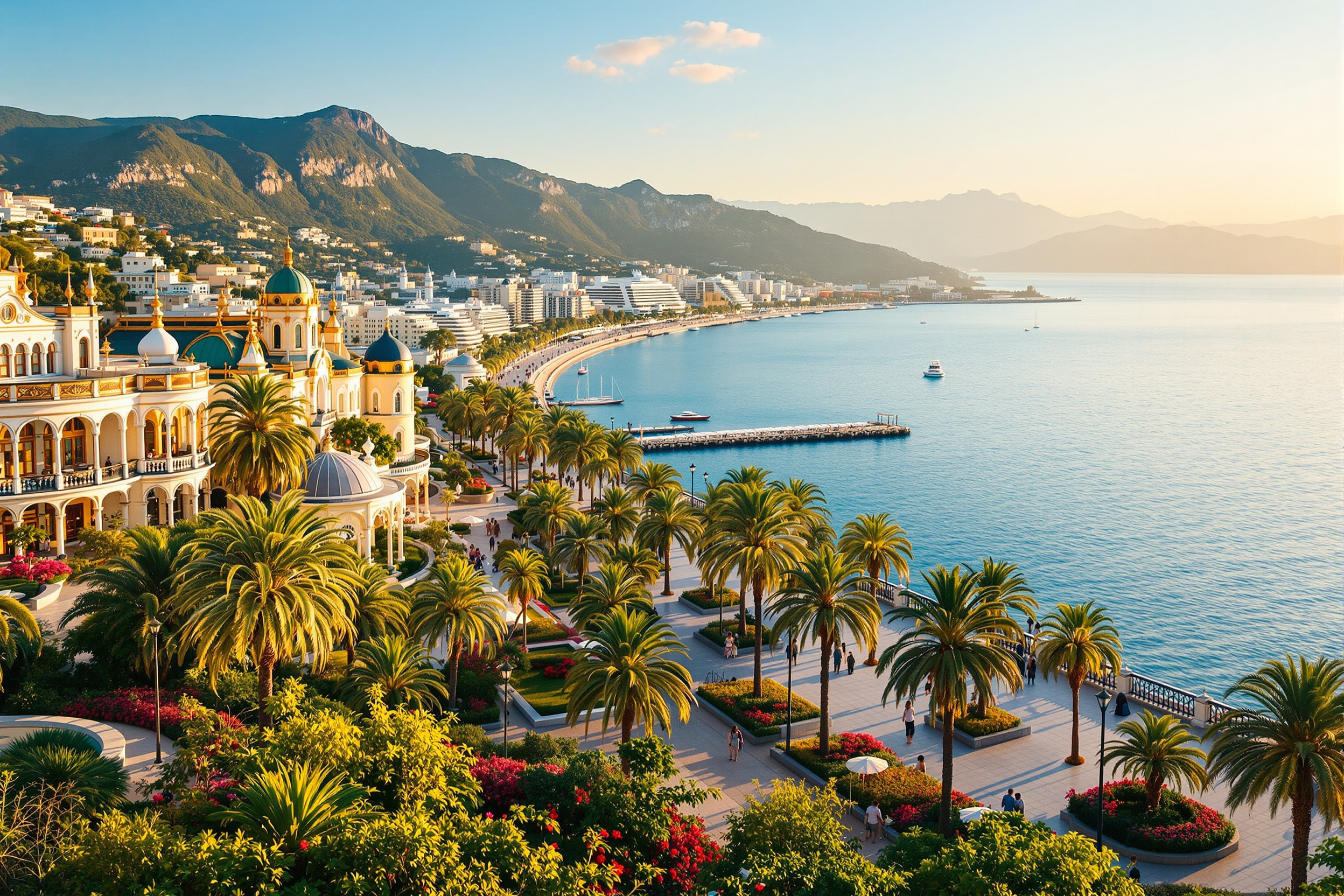Eastern Black Sea resort city with a belle-epoque waterfront and seaside boulevard below green foothills