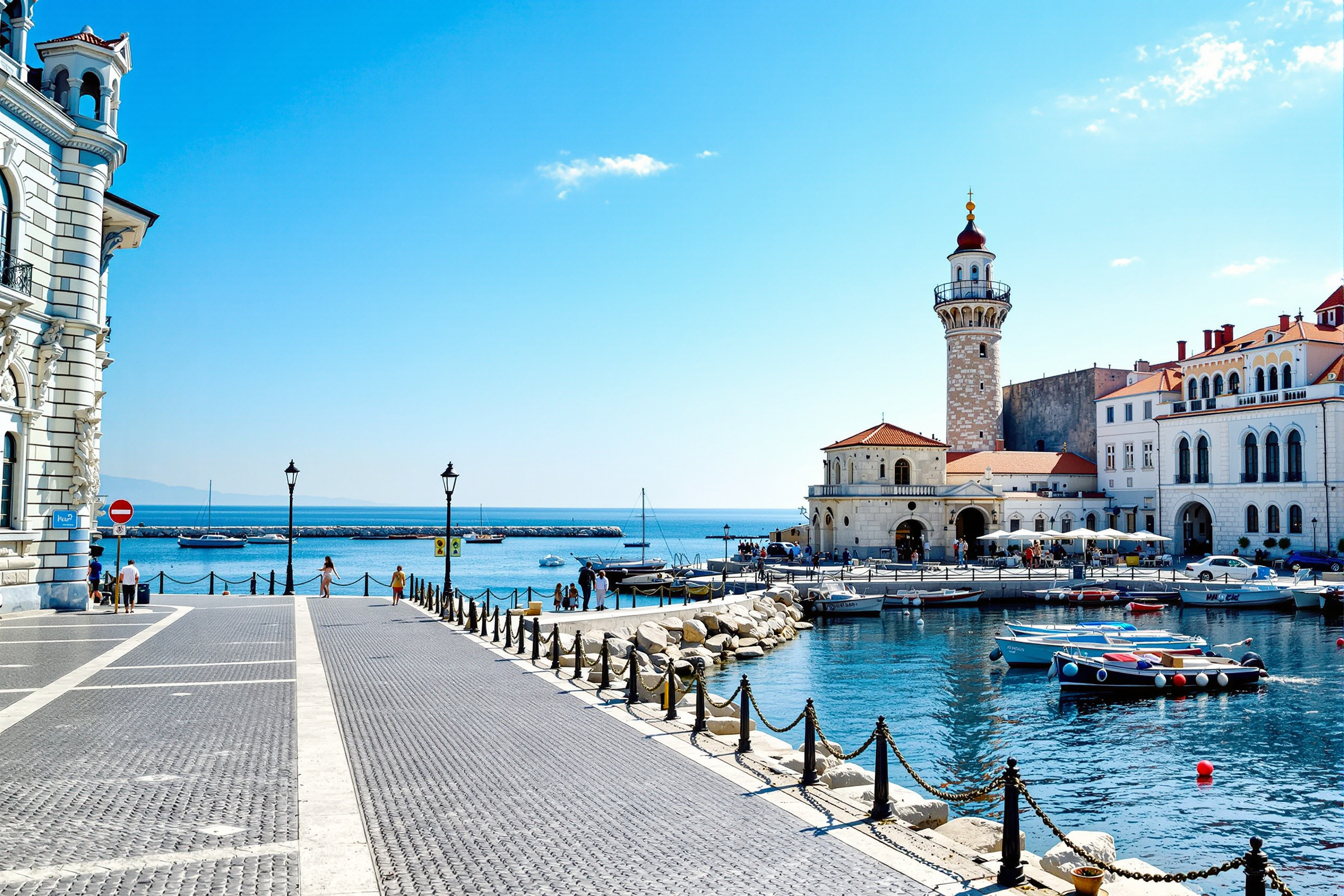 Historic Black Sea peninsula town with a belle-epoque seafront and lighthouse