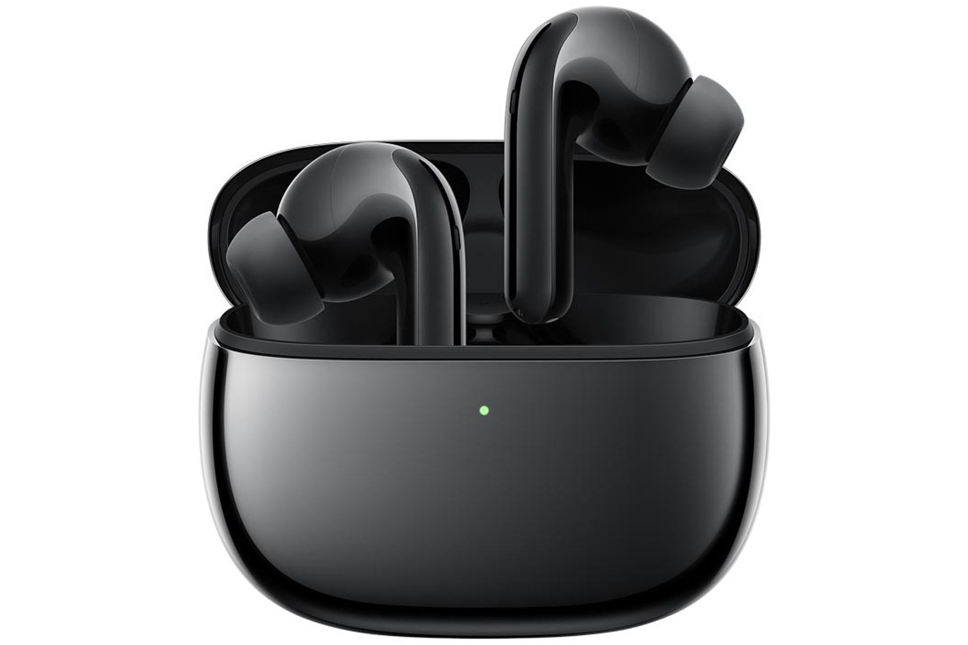 Xiaomi FlipBuds Pro headphones from the front view with open case