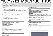 Technical specifications of Huawei MatePad T10S