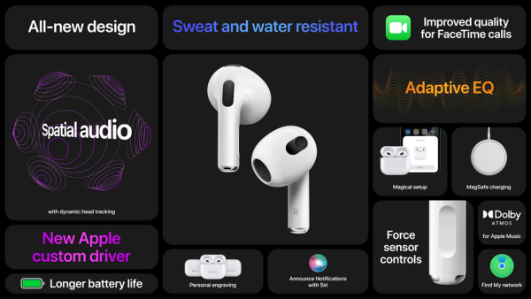 View all the specifications of AirPod 3